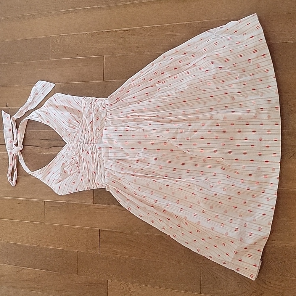 Moulinette Soeurs Anthropologie Halter Pinafore Dress Polka Dot Stripe 0